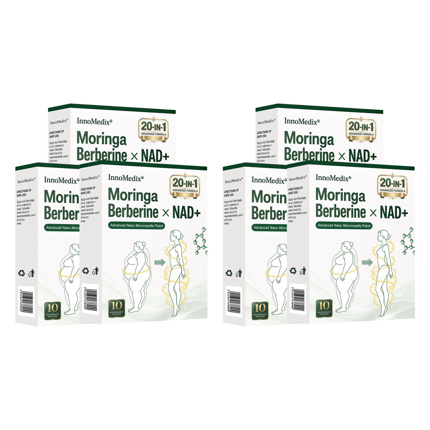 InnoMedix® Moringa · Berberine × NAD+ 20-IN-1 Advanced Nano Microneedle Patch